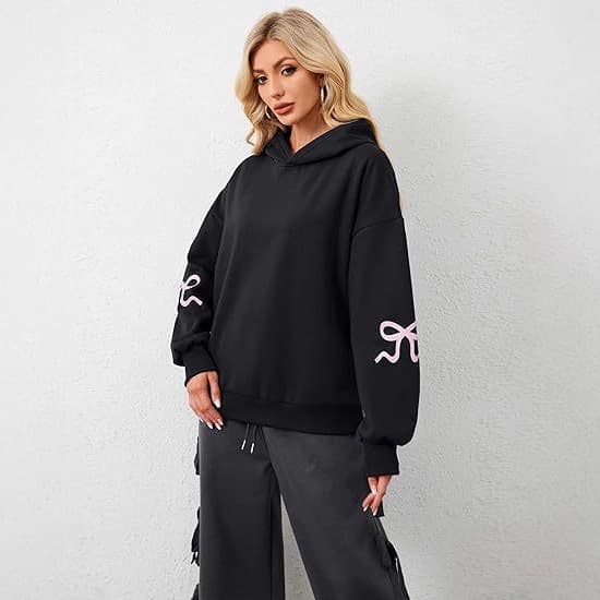 Women's fleece sweatshirt chasing sunset print kangaroo pocket drawstring print hooded