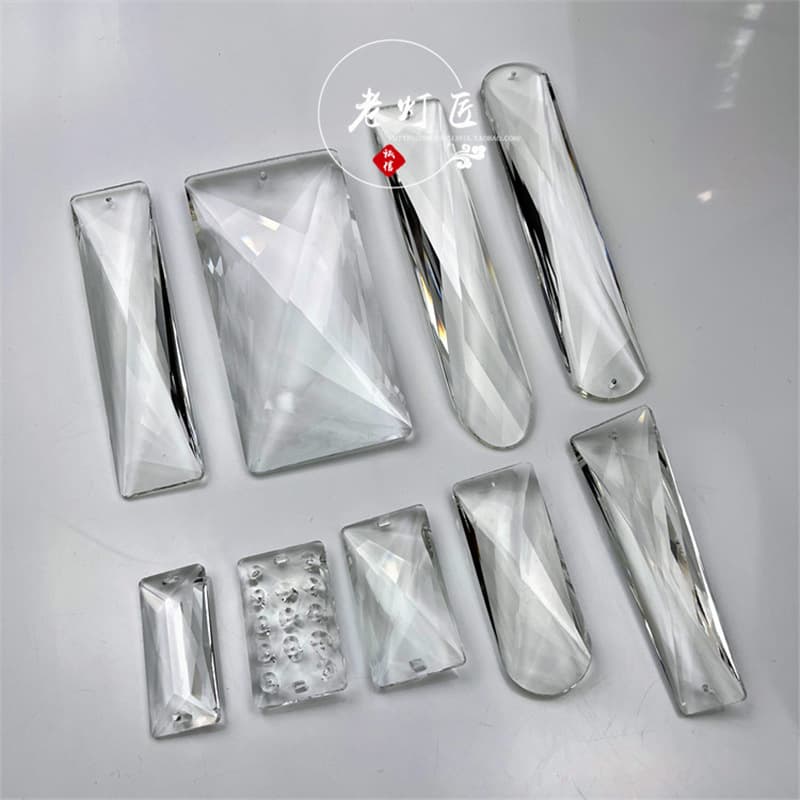 Crystal Light Accessories Multi-Faceted Long Strips, Trapezoid, Arc Machine-Polished Wedding Decor Pendants, Door Curtains, Partition Lights, Raindrops