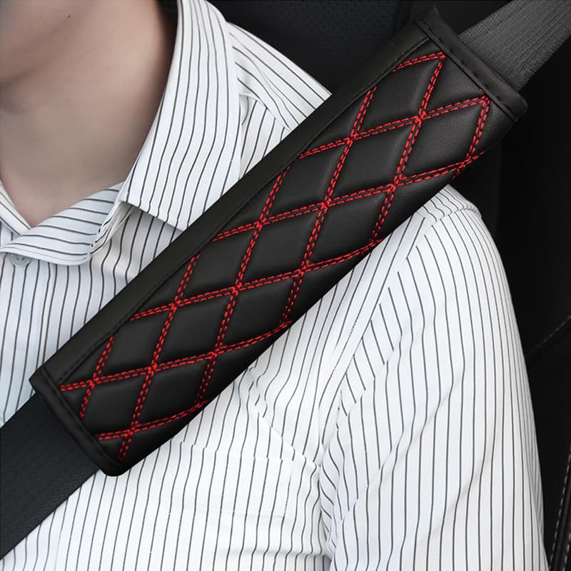 Cross-Border Hot Selling Full Leather Diamond Quilted Shoulder Pad Cover, Checkered Seat Belt Cover, Car Accessories, Child Safety Belt Cover