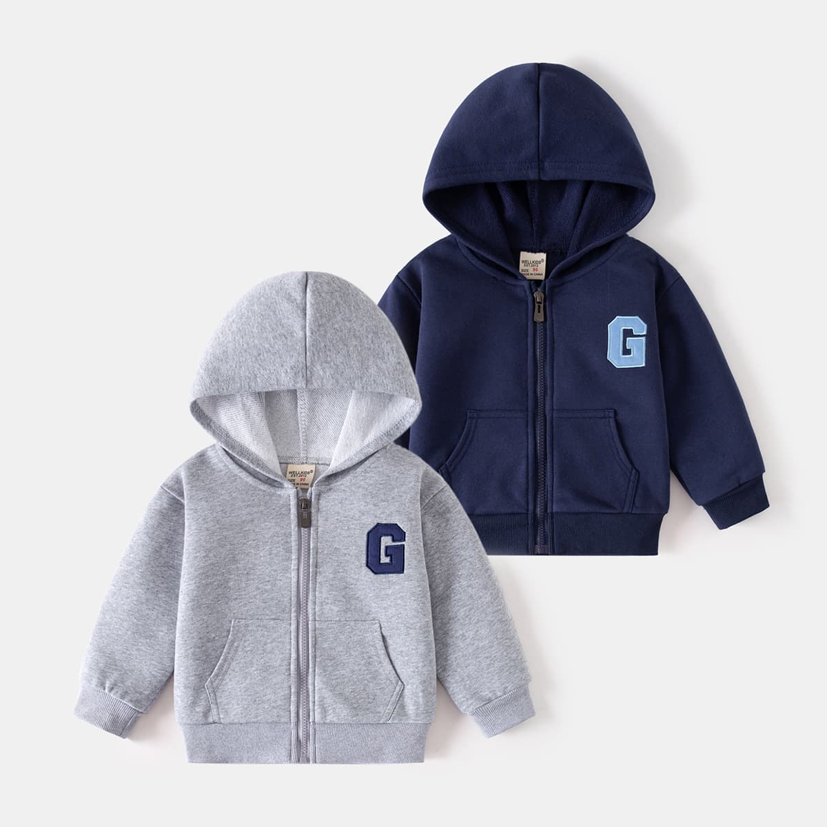 Children's hooded sweatshirt 2026 new boys solid color G-shaped jacket baby zipper shirt Korean children's clothing one piece drop shipping
