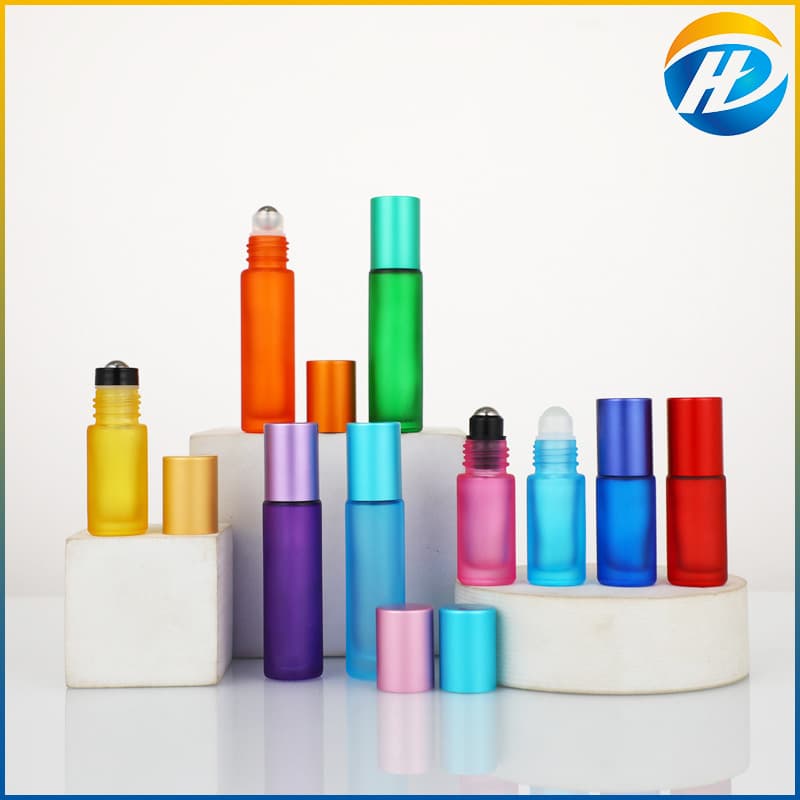 Wholesale 5ml/10ml colored glass roller ball bottles, essential oil perfume roller ball bottles, empty bottles, portable