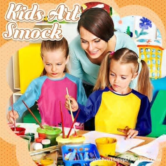 Children's art smock toddler painting apron children's art smock long sleeves with pockets for eating crafts