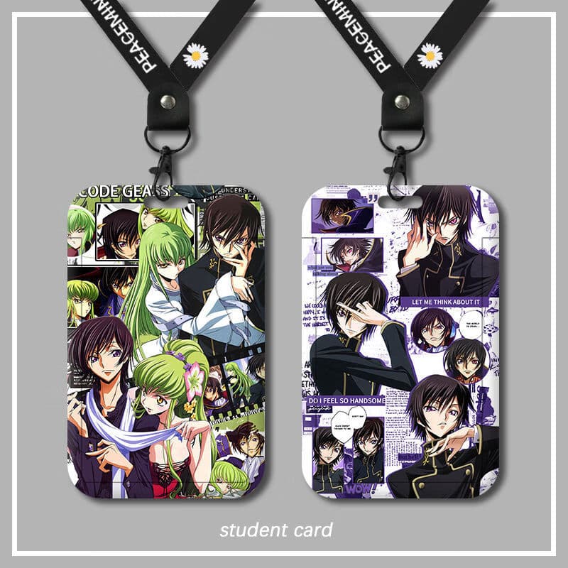 CC Code Geass Card Holder Student Campus Card Meal Card Holder School ID Card Holder ID Card Case with Lanyard