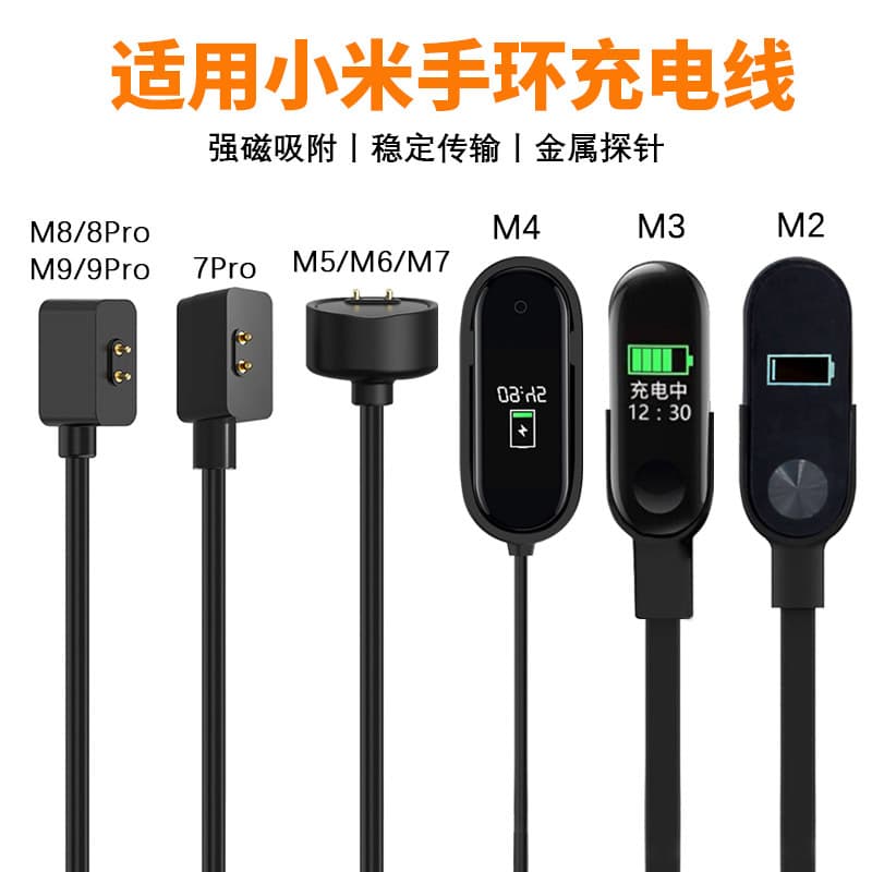Charging Cable for Mi Band 10/9/8/7/6/5/4/3/2, Magnetic Charger for Mi 7 Pro, Data Cable for M8/8 Pro