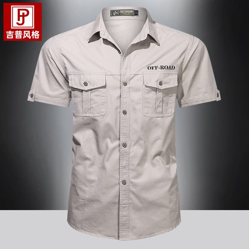 New Summer Military Short Sleeve Shirt Thin Men's Outdoor Casual Cotton Plus Size Multi-Pocket Youth Work Shirt