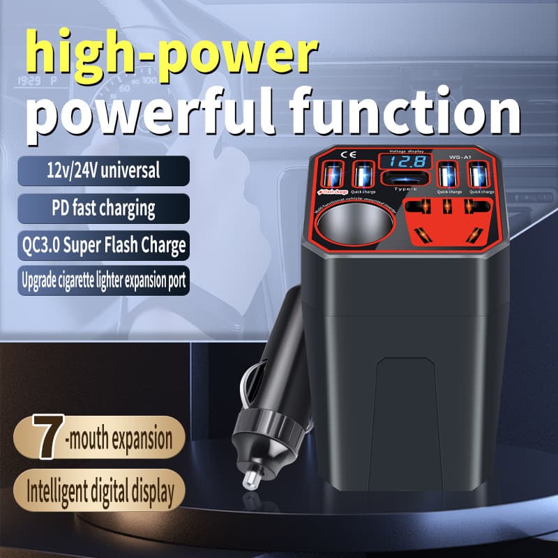 Car inverter 12v24v to 220v high power car power converter multi-function socket charger