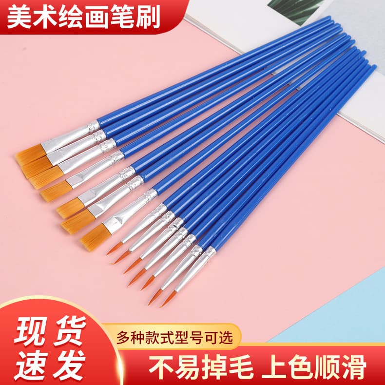 Nylon Paintbrush Flat Brush for Paint by Numbers Kids Painting Brush Plaster Doll Acrylic Paint Liner Brush Fine Tip