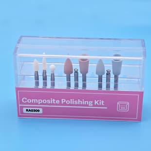 Dental Polishing Bur Set for Light-Cured Composite Resin Trimming and Polishing RA0309 Silicone White Mounted Stone Set