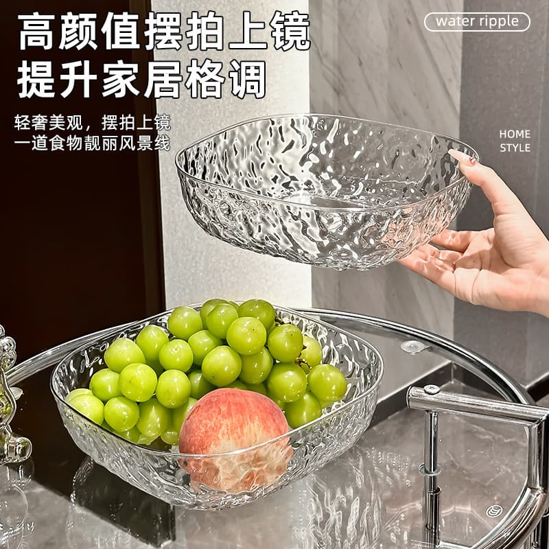 26 new cross-border acrylic fruit plate, water ripple, high-end light luxury living room coffee table, candy plate, refreshment plate