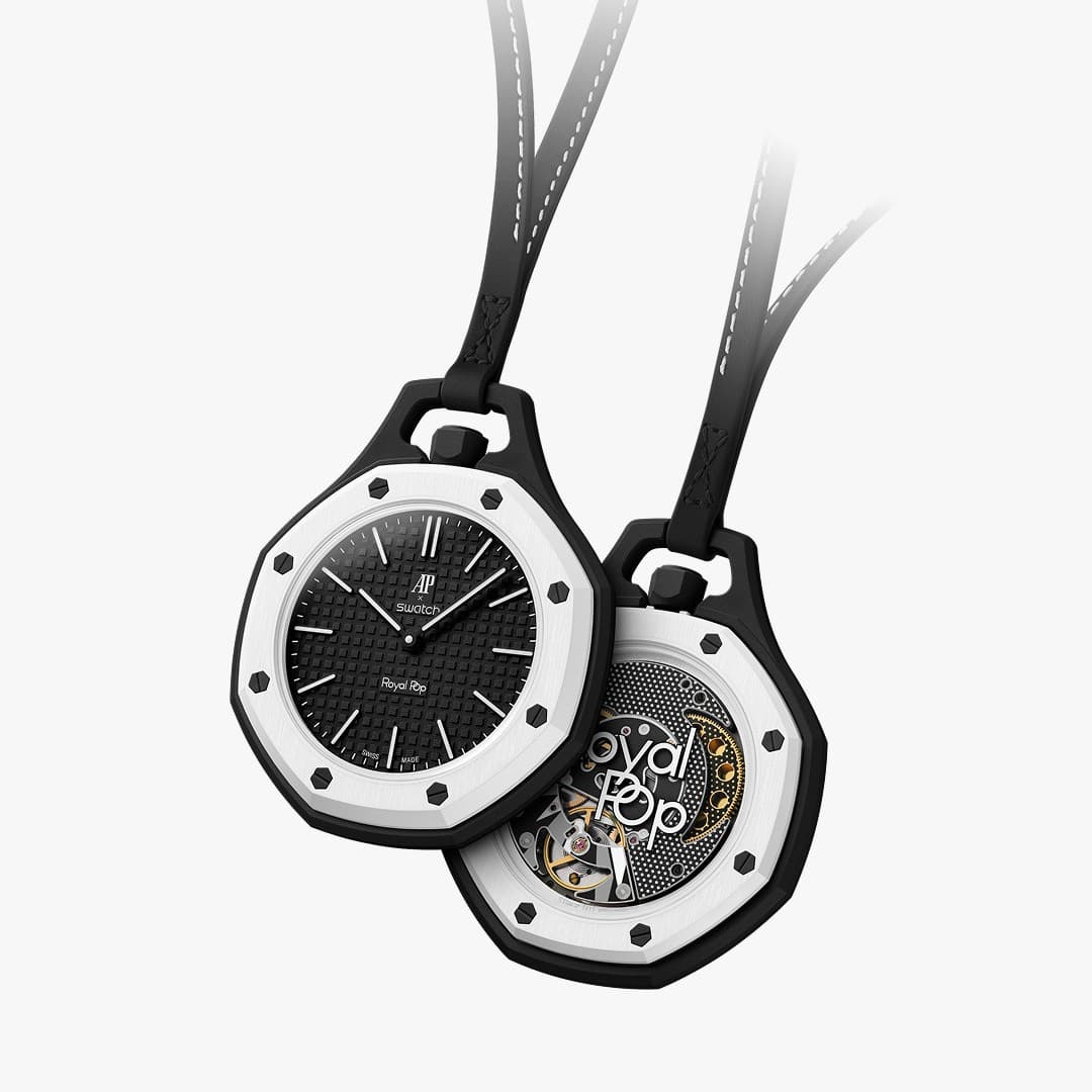 Compatible with Royal Oak & Swatch Co-branded Pocket Watch Bioceramic + Small Leather Lanyard Octagonal Bezel Case
