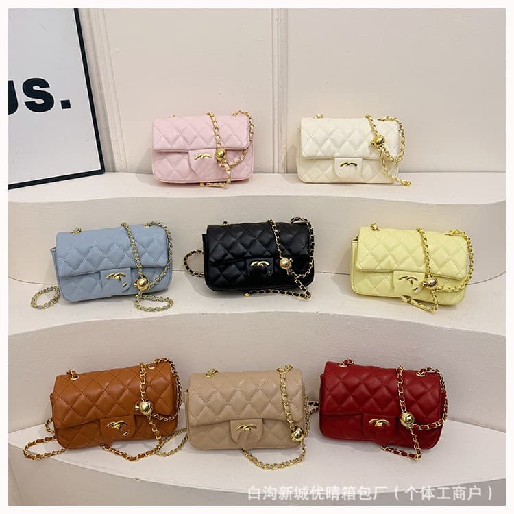 2026 New Cross-Body Double C Women's Bag with Diamond Chain, Versatile Small Square Bag, Mini Black Women's Bag