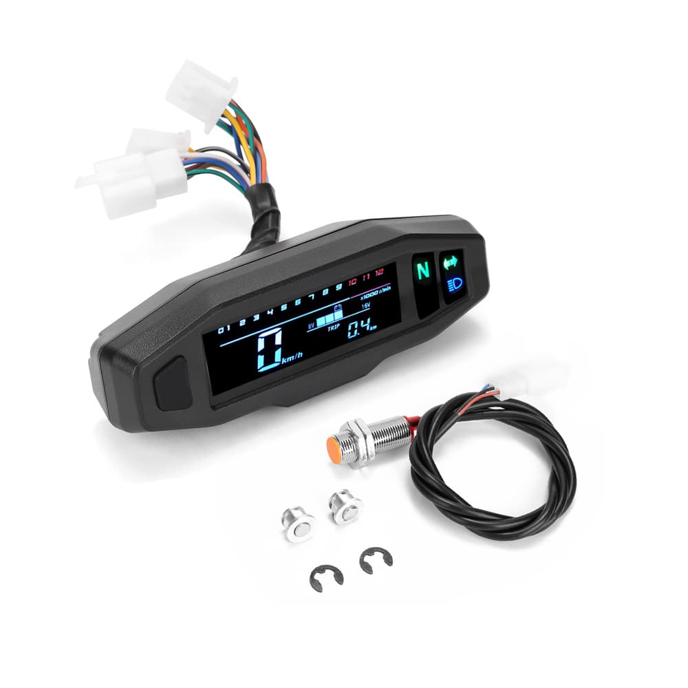 Motorcycle electric vehicle LCD modification meter, instrument, LCD fuel gauge voltmeter, without battery or plug