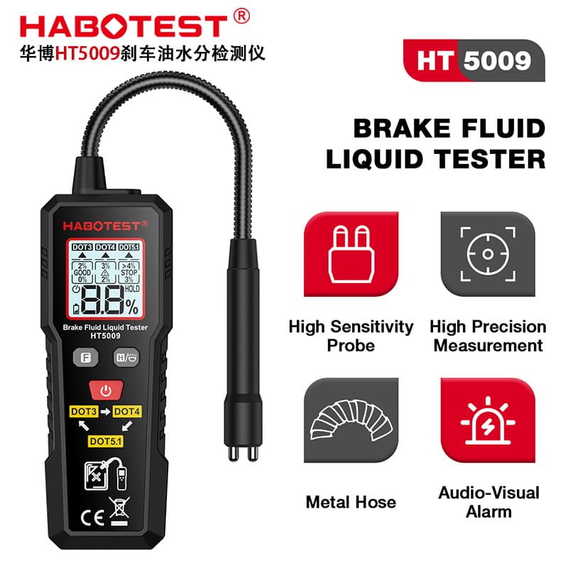 HABOTEST Factory Store HT5009 Brake Fluid Moisture Tester for Cars/Motorcycles - Water Content Meter