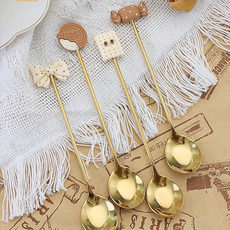 New Creative Cartoon Stainless Steel Coffee Spoon Student Home Spoon Cute Cake Spoon Cookie Spoon Stirring Spoon Cutlery