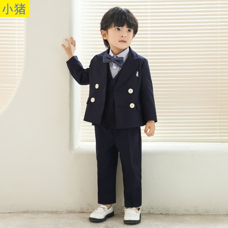 Children's suit set, boys' flower girl/boy wedding dress, baby's first birthday outfit, toddler piano performance costume, embroidered vest.