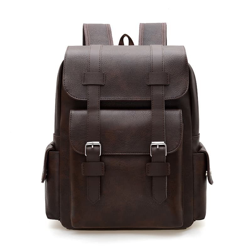 Cross-border Large Capacity Soft PU Leather Backpack Casual Business Computer Bag Student Schoolbag Travel Backpack