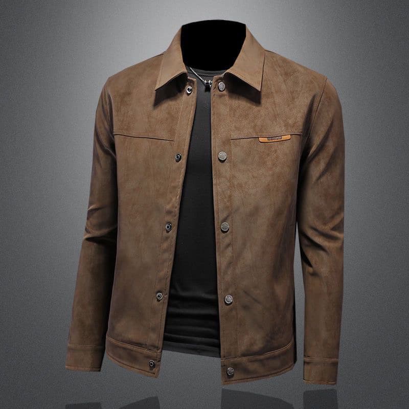 2025 New European and American Turn-Down Collar Motorcycle Rider Stylish Spring/Autumn/Winter Suede Youth Slim-Fit Leather Jacket
