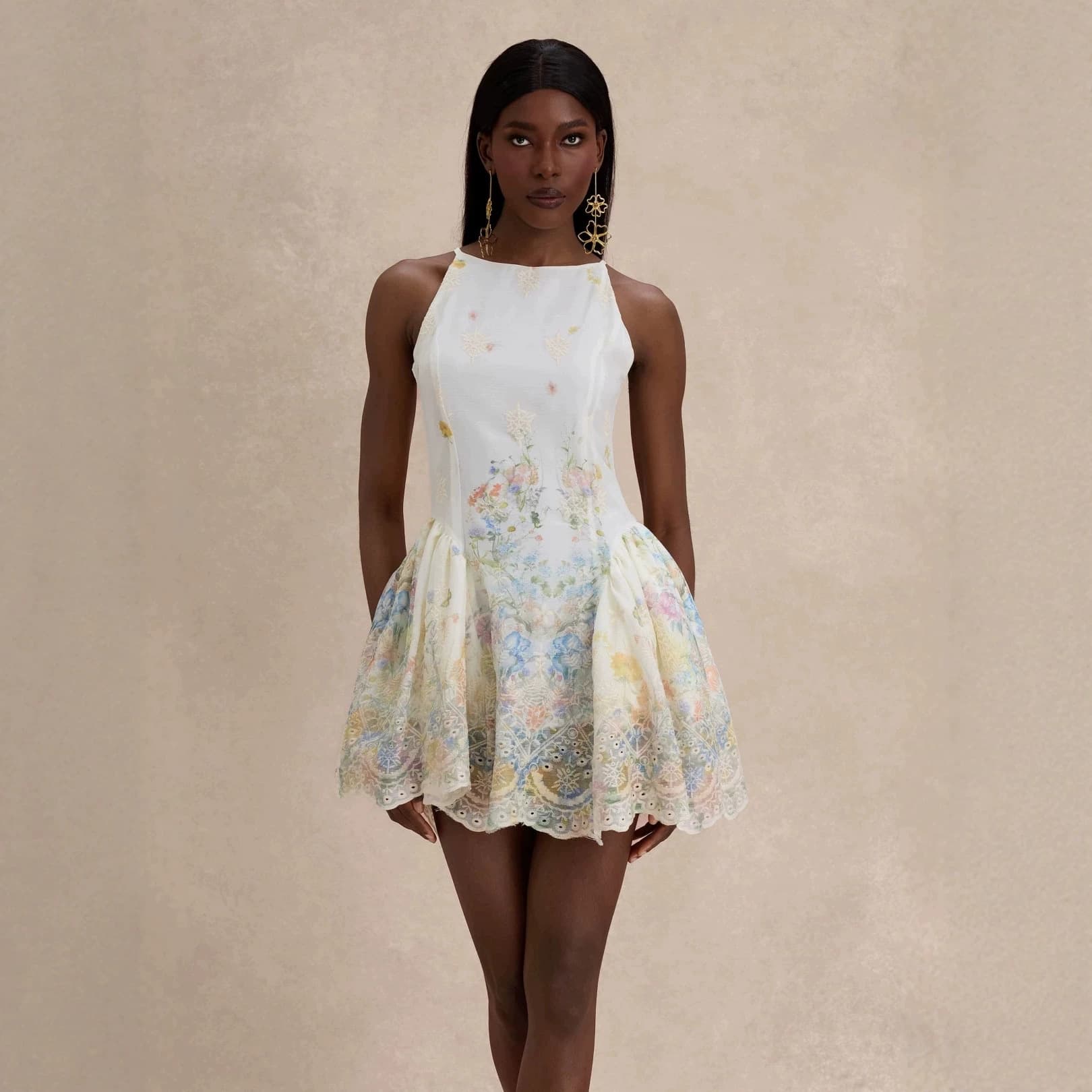 2026 Bestselling Cross-Border Trendy Halter Neck Dress for Women, Spring/Summer Printed Vacation Style with Waist Definition