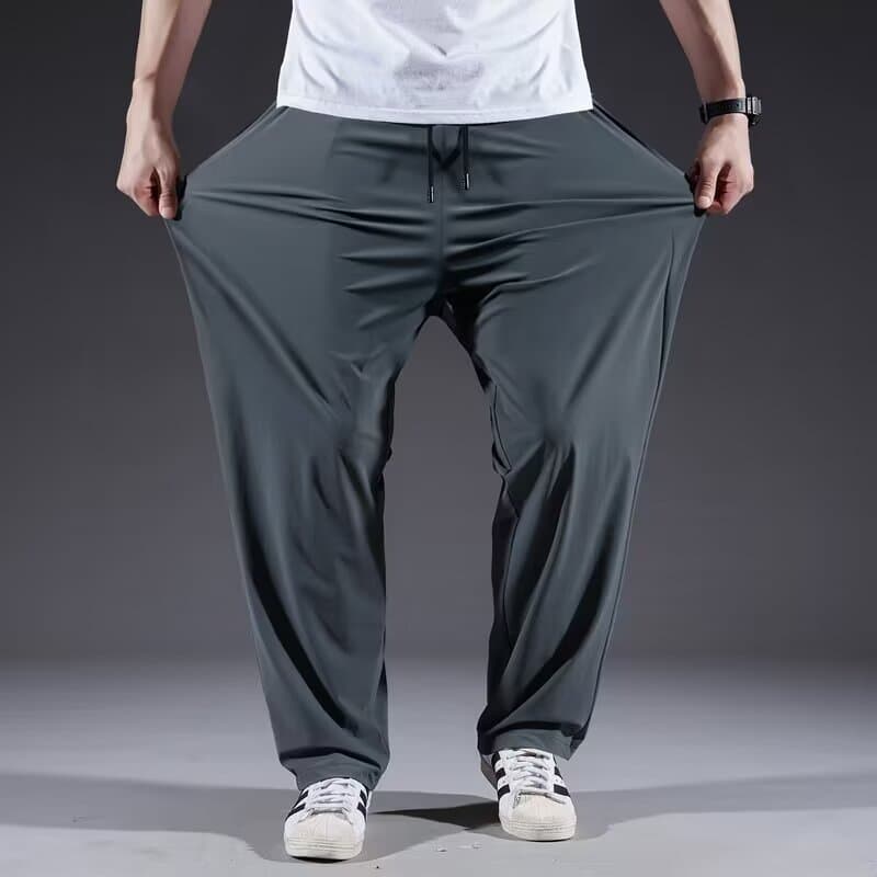 Fat Man's Summer Construction Site Work Pants Men's Summer Simple Loose Large Size Stretch Cropped Pants Lightweight and Enlarged Quick-Drying Pants