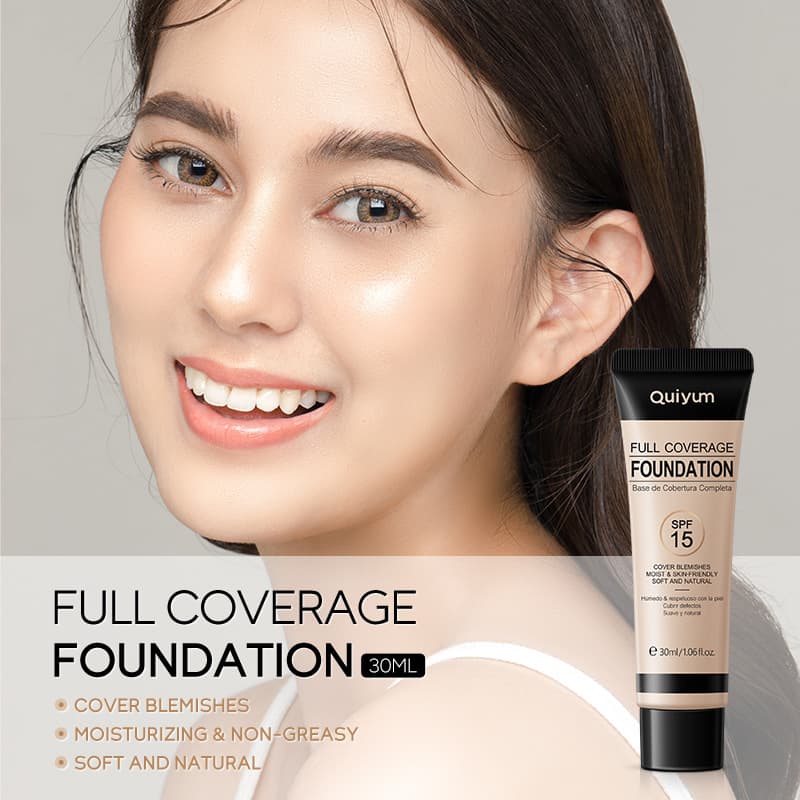 Cross-Border Temu Product Quiyum Full Coverage Liquid Foundation 30ml (Soft Tube) Enhancing Foundation Cosmetics Makeup