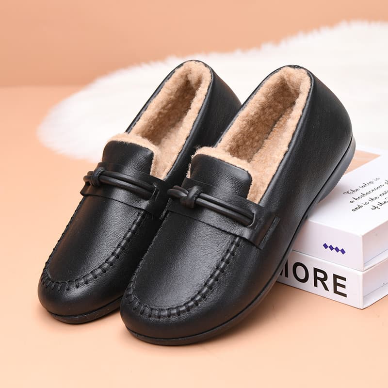 Processing Custom Winter New Style Plush Lined Extra Thick Cotton Shoes for Women, Anti-Slip Warm Middle-Aged and Elderly Slip-On Soft Sole Mother's Shoes