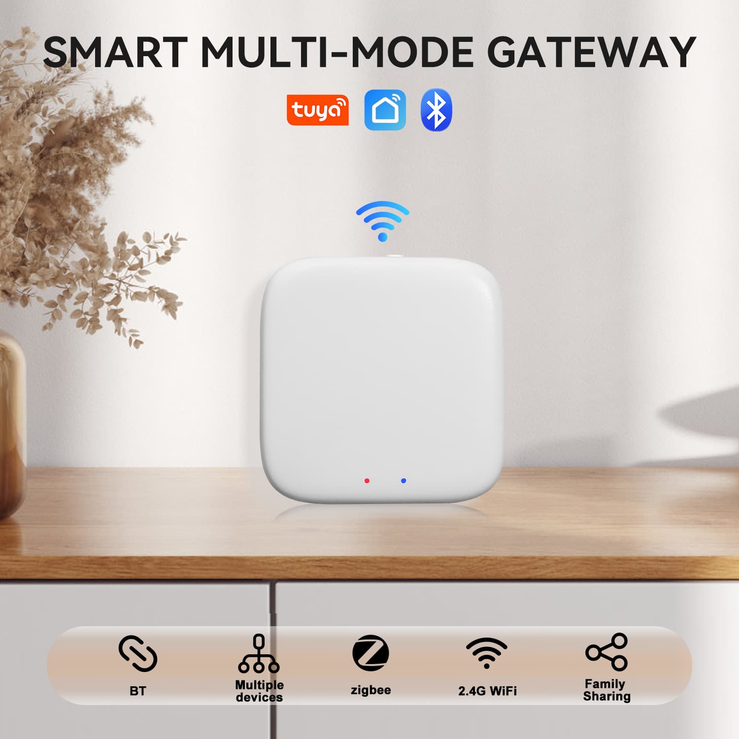 Tuya Official Wireless Multi-Mode Gateway Smart Home Remote Controller WiFi Bluetooth Zigbee Smart Gateway