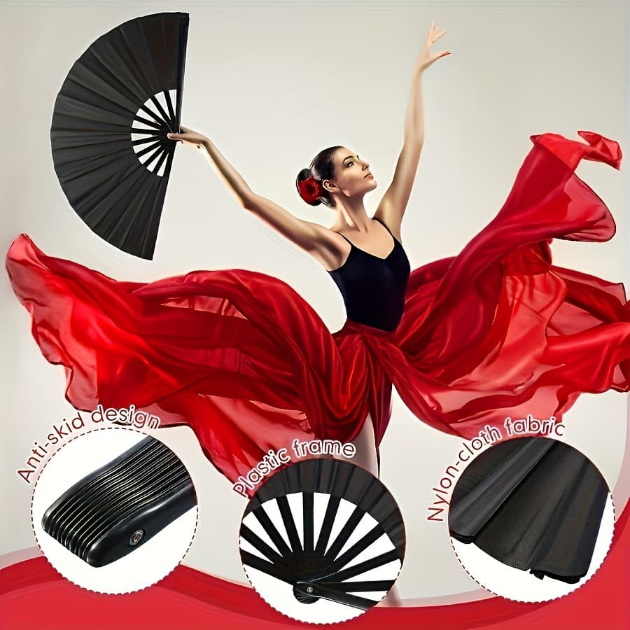 2025 New Cross-border Drop Shipping 1/Antique Plastic Folding Fan Tai Chi Folding Fan Cross-border
