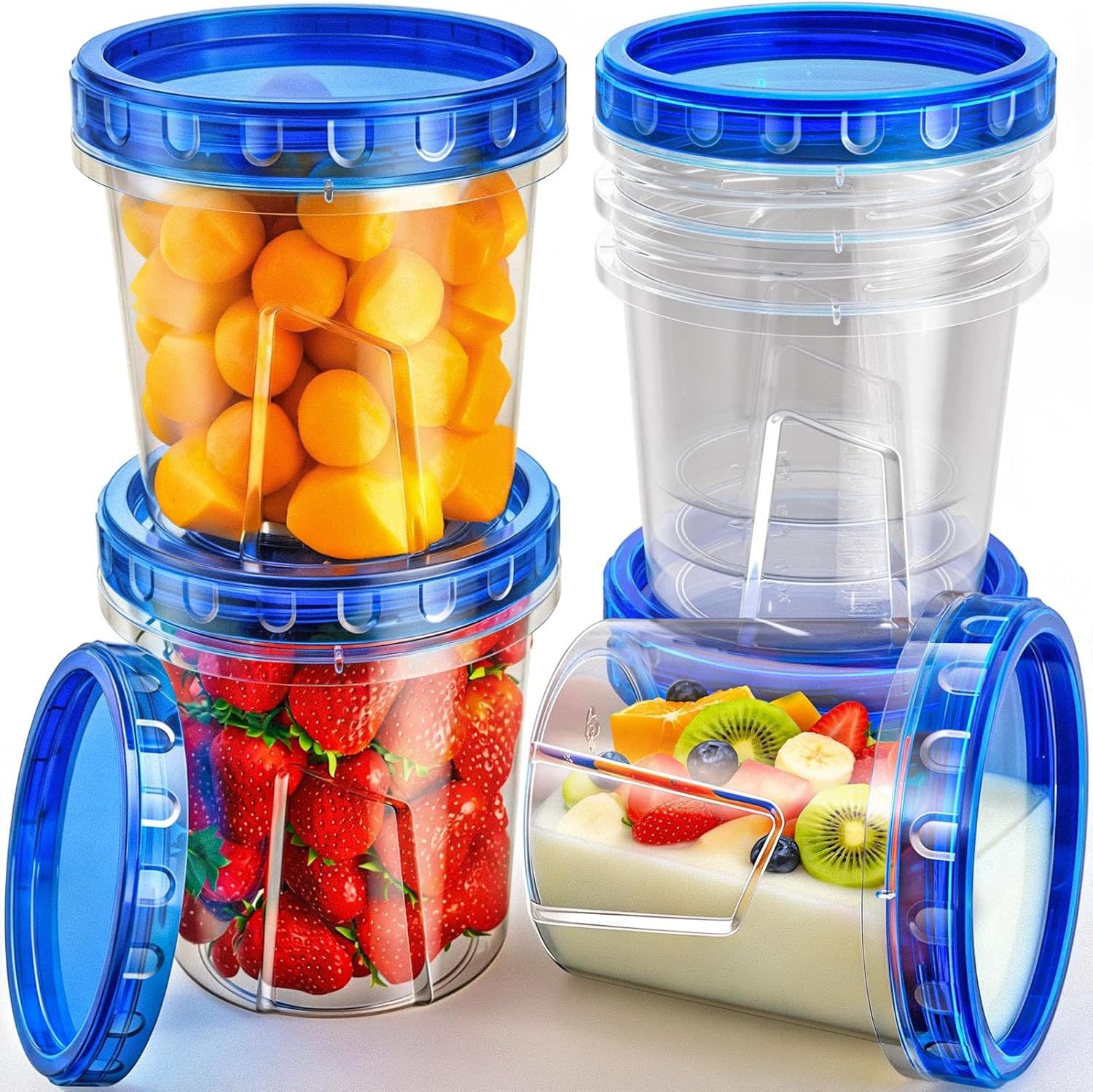 6-Pack - 24-Ounce Freezer Storage Containers, Leak-Proof, Microwave and Dishwasher Safe