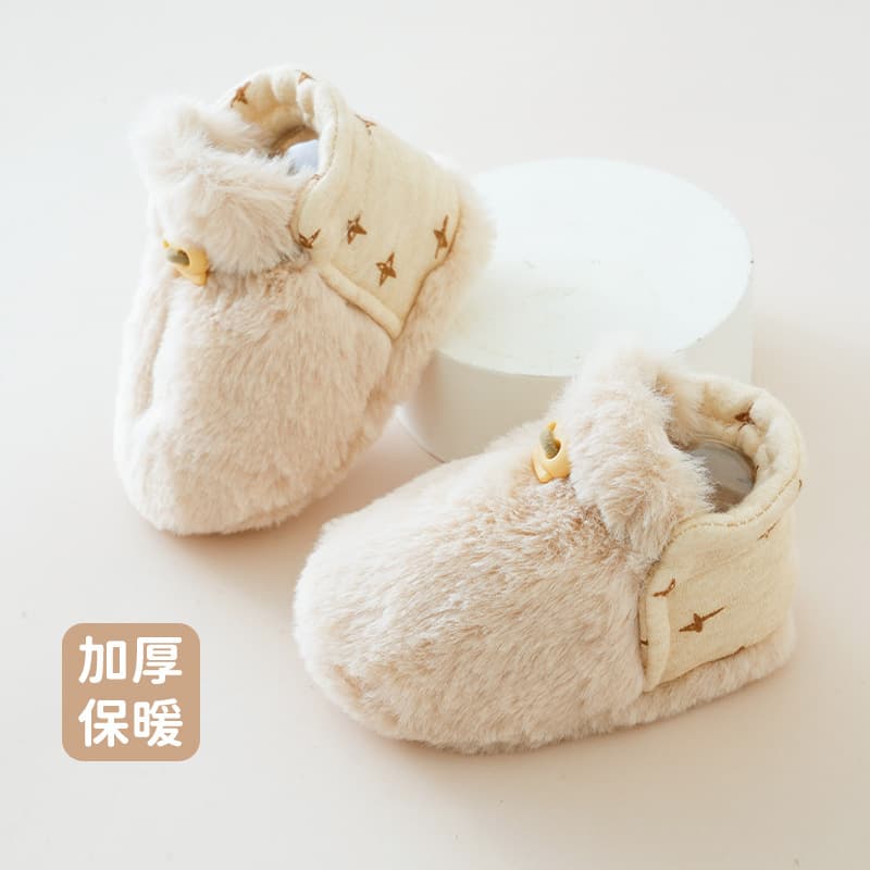 25 Autumn/Winter Baby Shoes Warm Sock Shoes Soft-Soled Learning Shoes for 0-6 Months, Fleece-Lined Thickened Footwear