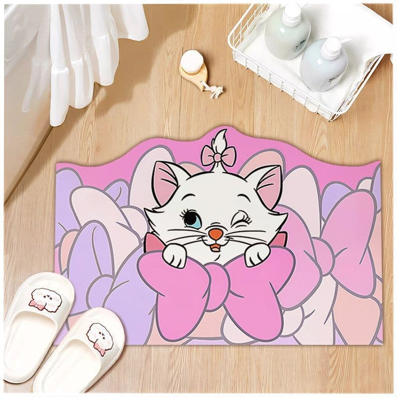Cartoon Marie Cat Bathroom Mat, Cute Entryway Doormat, Home Use Bathroom Absorbent Diatom Mud Mat