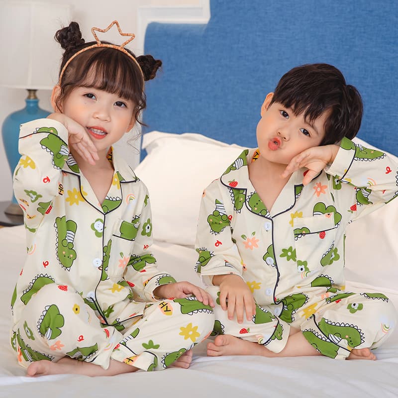 New Children's Pajamas Long Sleeve Spring Autumn Cartoon Boys Girls Baby Toddler Homewear Set