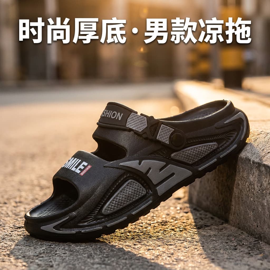 Men's Slippers Large Size Thick Sole Flip-Flops Summer Outdoor Fashion EVA Cloud-Like Feel Beach Sandals Slippers
