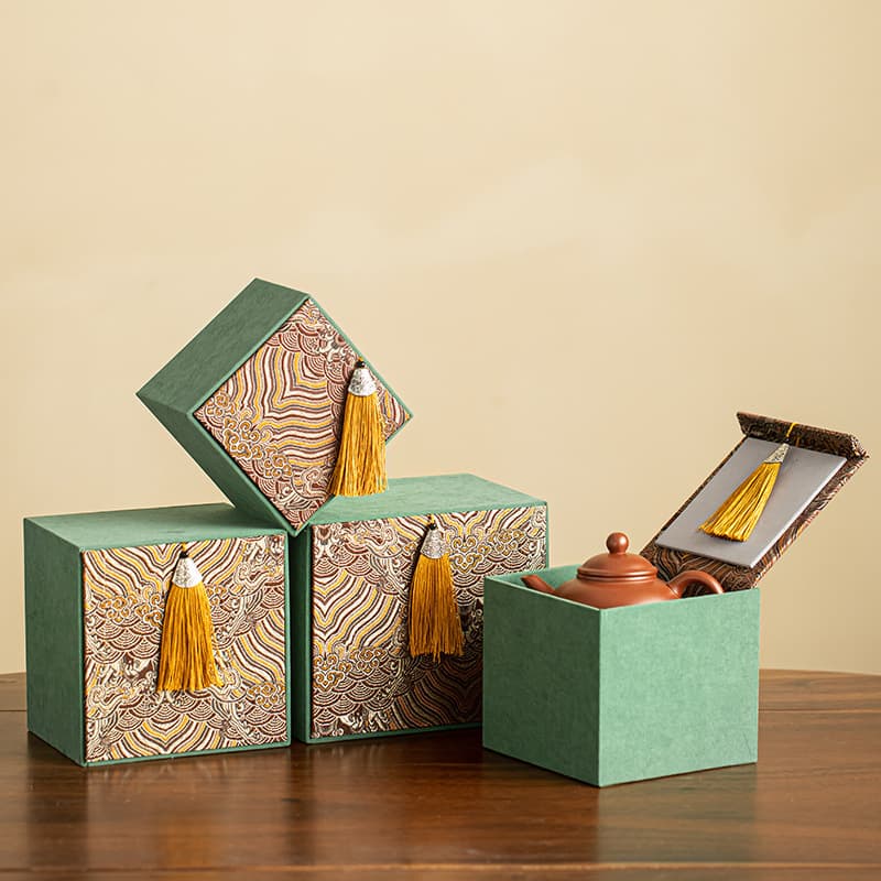 Yunjin Embroidery Gift Box Single Cup Storage Box Jianzhan Purple Clay Teapot Tea Cup Tasting Cup Lid Bowl Host Cup Packaging Box