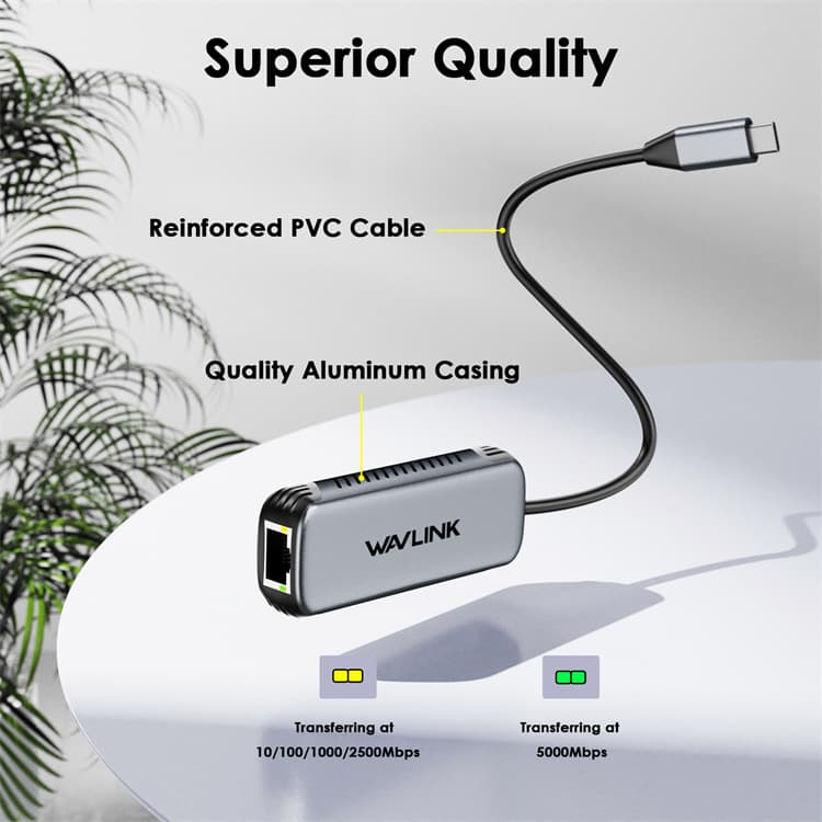 WAVLINK NWU340G 5Gbps Gigabit Ethernet Adapter TYPE-C to RJ45 Network Converter
