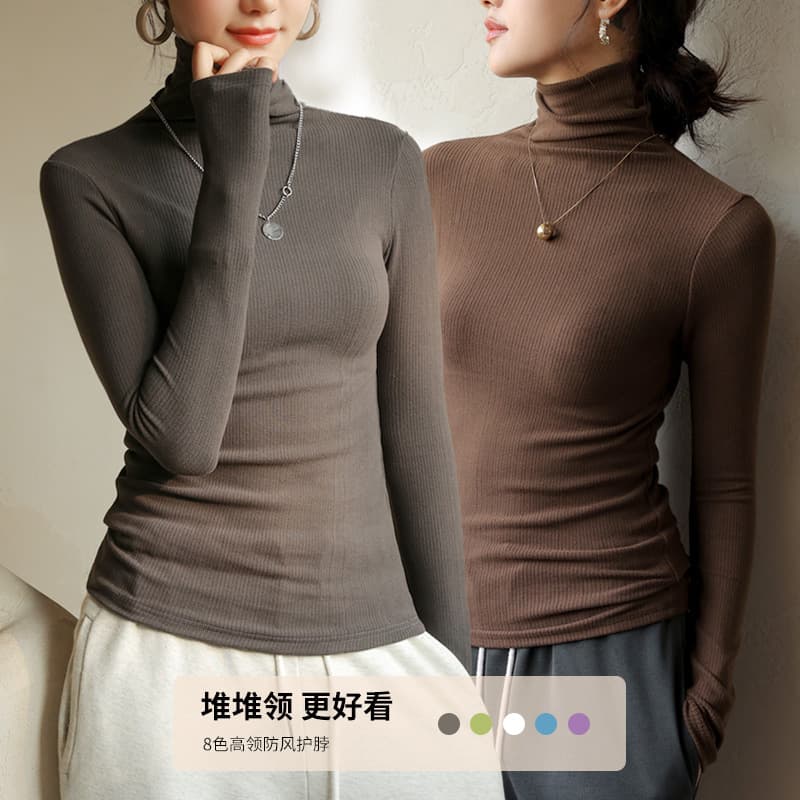 Dralon High Neck Base Layer Women 2025 Spring/Autumn/Winter Inner Layer Stacked Neck Long-Sleeve T-Shirt New Stylish Black Top