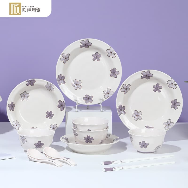 Shunxiang Ceramic Dinnerware Set, Home Light Luxury Bowls and Plates, Under-glaze Color, High-end Feel, Holiday Gift Bowl and Plate Set