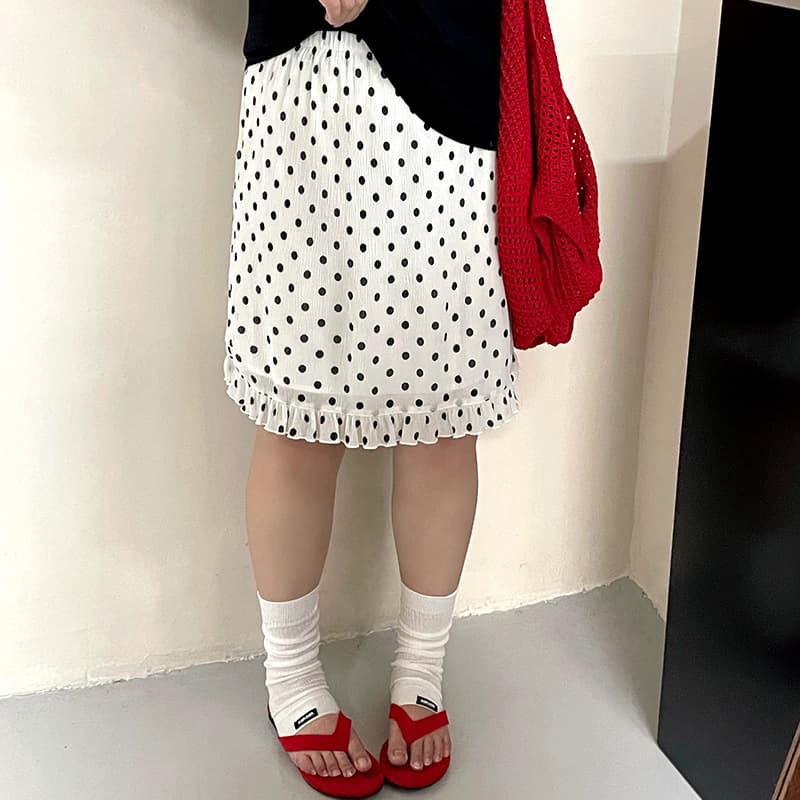 Plus Size Women's Elastic Waist Contrast Color Polka Dot Skirt, 2026 Summer Style Versatile Loose Short Skirt for Plus Size Women Nq1576