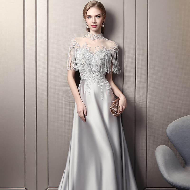 2026 New Summer Satin Elegant Formal Dress for Women, Banquet Party, Slim Fit, Noble Hostess Style