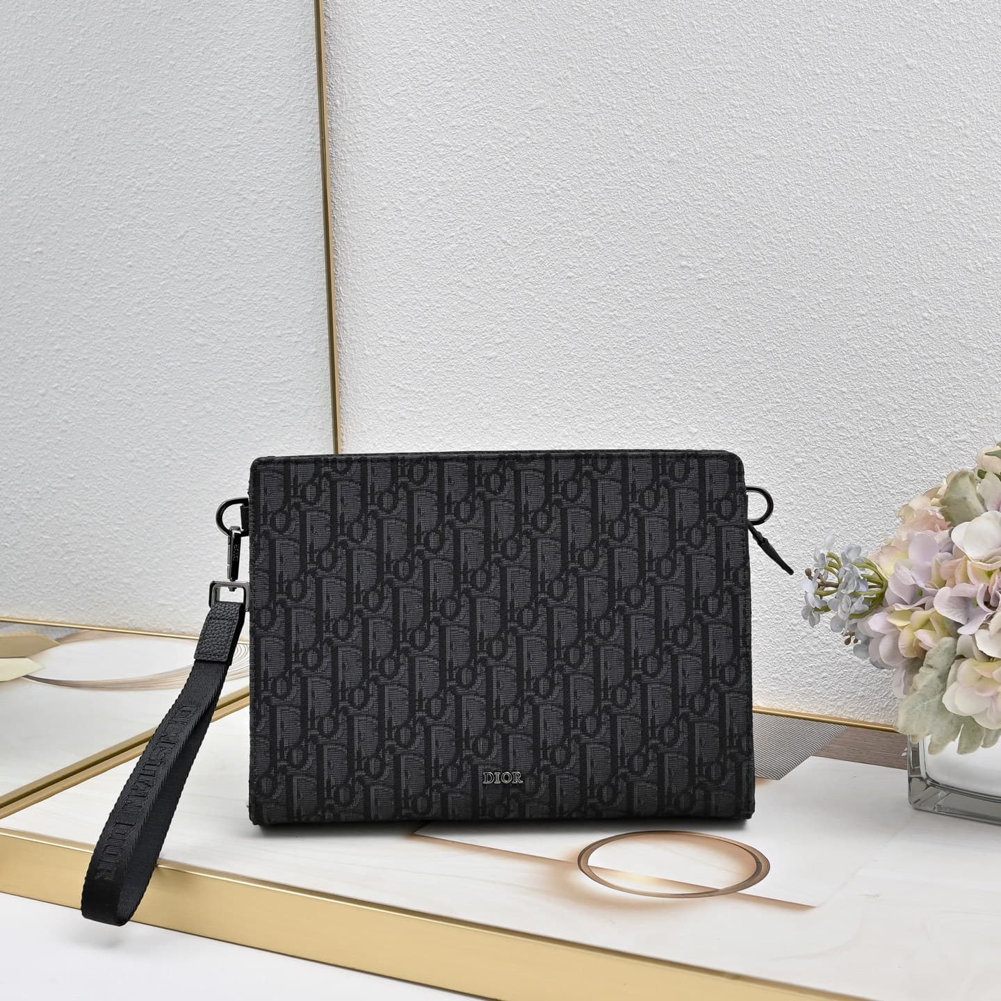 New Men's Clutch Bag Premium Black Grain Cowhide Leather Wristlet Handbag High Quality for Cross-Border Wholesale