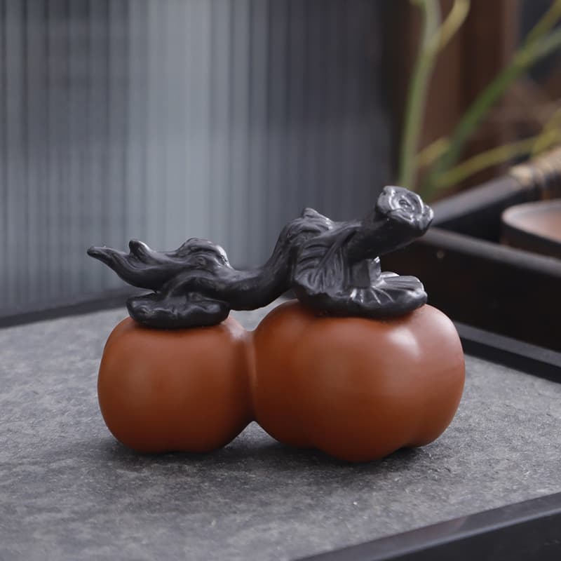Purple clay tea pet persimmon wishing good things in pairs, raisable exquisite creative persimmon ornament, tea table tea ceremony cross-border shipping