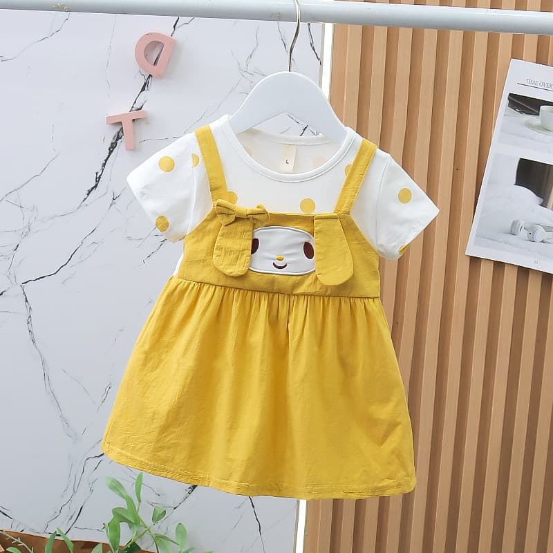 【Clearance Sale】Girl's Dress Short Sleeve Pure Cotton Cartoon Dress for Little Girls 0-1-3 Years Old Infant Baby