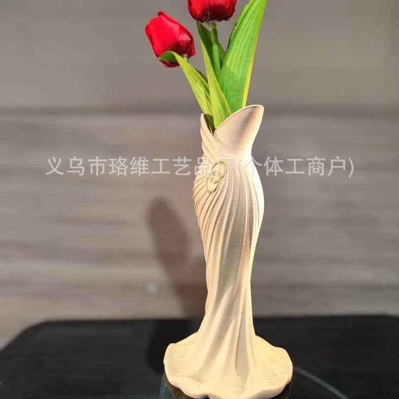 New cross-border 3D printed elegant dress vase plastic craft home office desk decoration