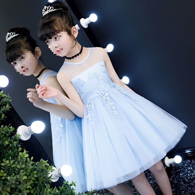 Children's Elegant Flower Girl Princess Dress, Toddler Wedding Gown, Puffy Piano Performance Model Summer Show Tulle Costume