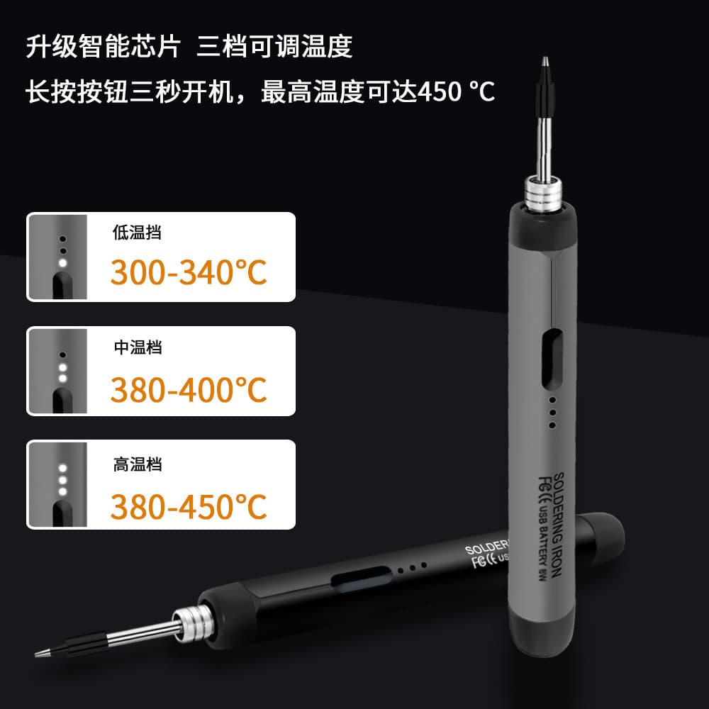 New USB Soldering Iron Mini Portable Soldering Iron Kit with Type-C Interface, 600mAh Battery
