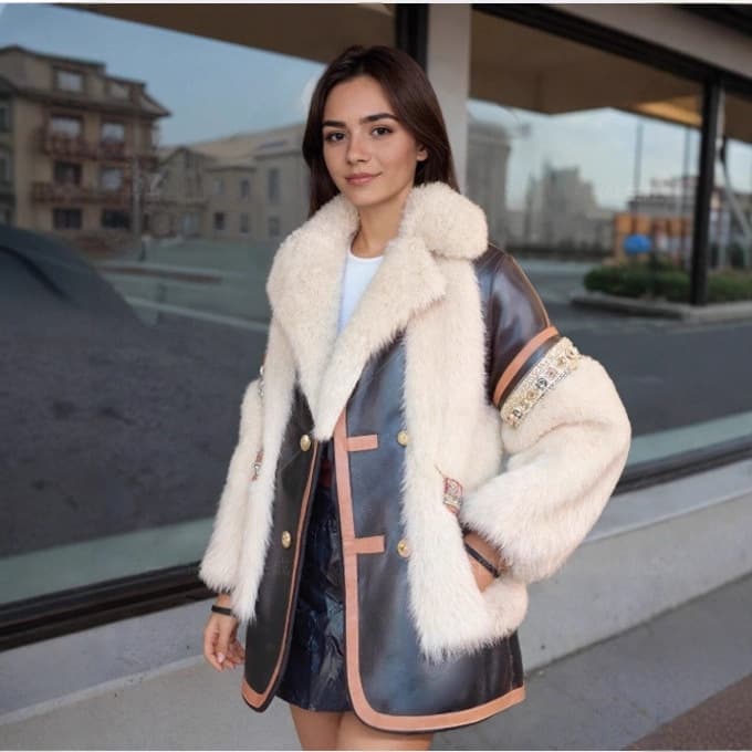 New autumn/winter ethnic-style heavy embroidered toca faux fur coat, warm, sophisticated, youthful and fashionable.