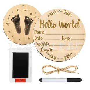 Wholesale Baby Milestone Sign 15cm Round Wooden Disc Hello World Baby Month Record Heart Hanging Ornament