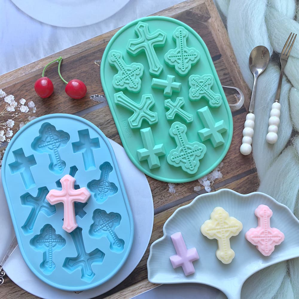10-Connection Retro Cross 359 Silicone Mold Candy Pudding Dessert Mold Cake Decoration Baking Tool