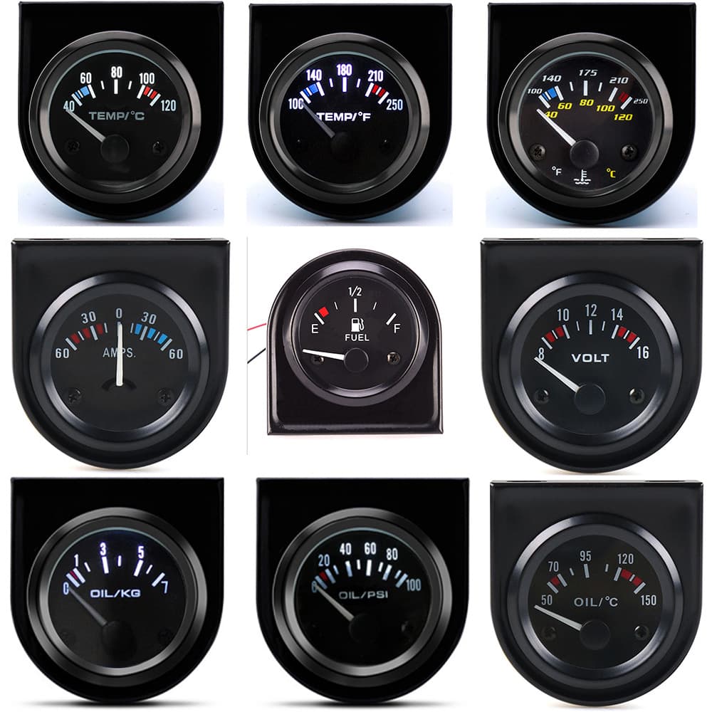 Car Modification 12V Universal Voltage Meter 52mm Water Temperature Gauge psi Oil Pressure Gauge 150°C Oil Temperature Gauge