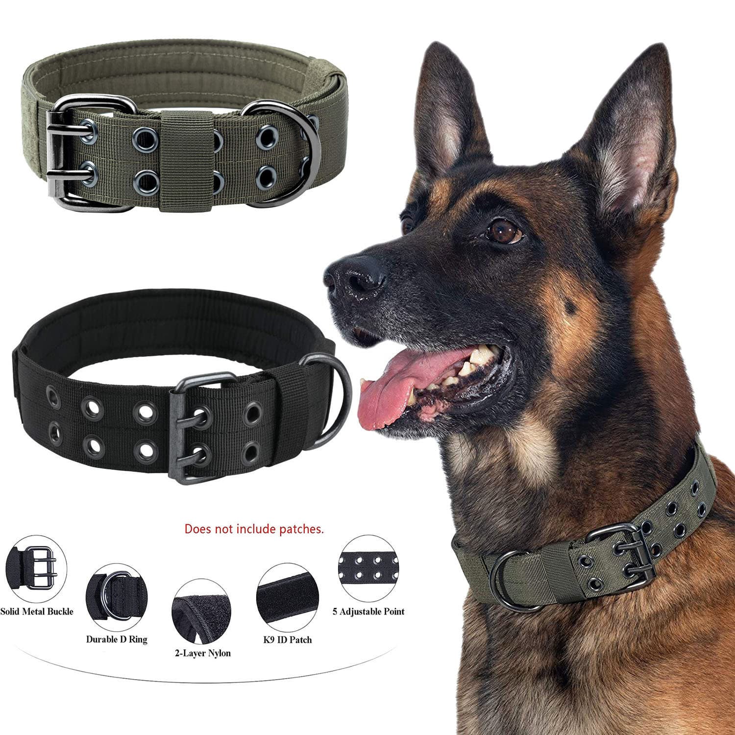Nylon Anti-Wear Adjustable Pin Buckle Dog Collar for Medium and Large Dogs, Outdoor Tactical Dog Collar, Pet Leash