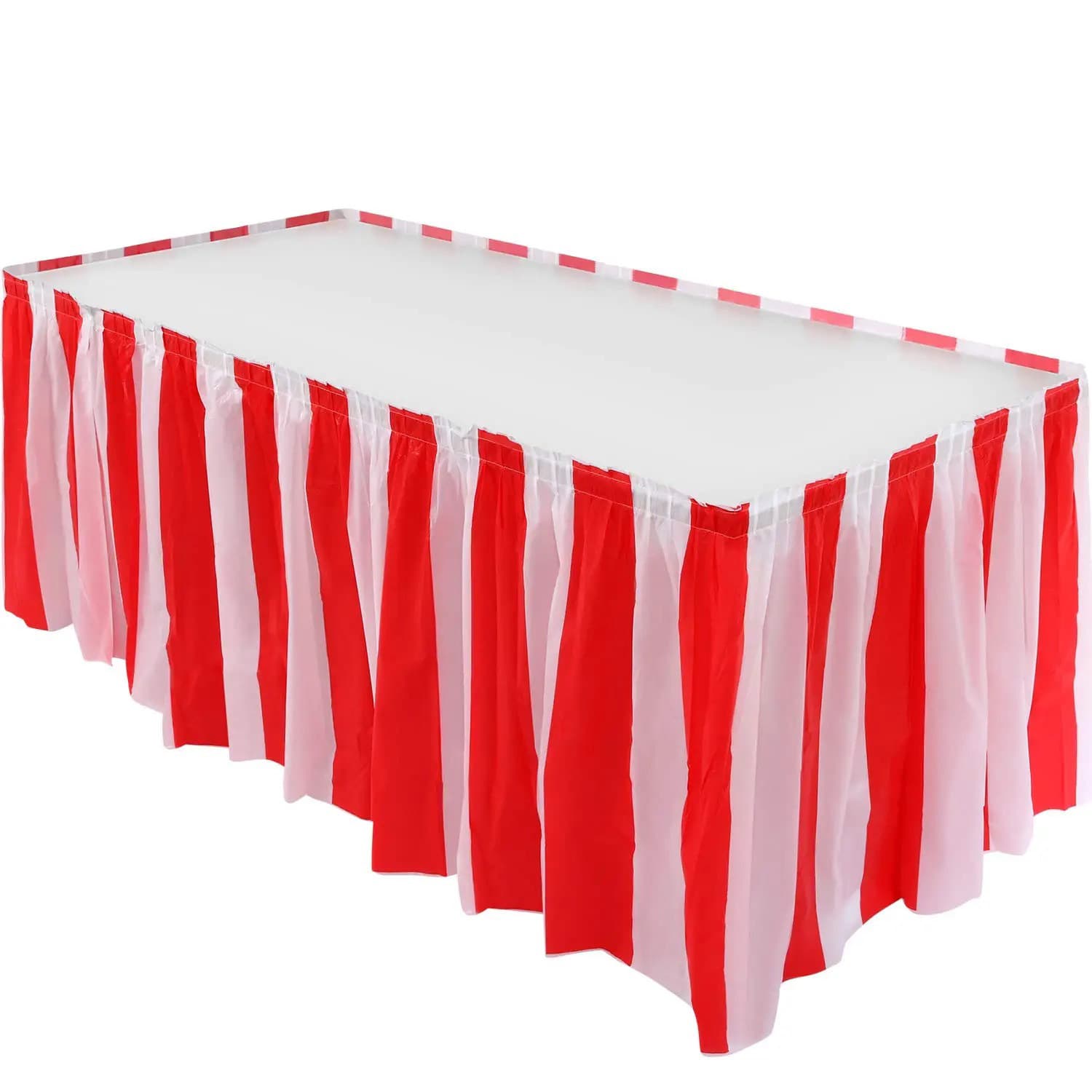 Custom party table skirts, PEVA waterproof and oil-proof sets for birthday and wedding decorations, long tables, conference tables.